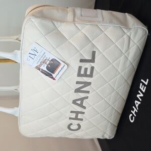 Chanel 2000 Vintage Rare production Sport Line Quilted canvas tote Lagerfeld era